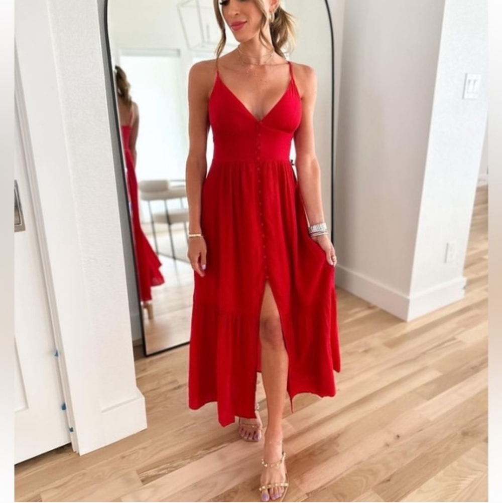 Abercrombie & Fitch Crinkle Textured Button Through Maxi Dress NWT Size MT